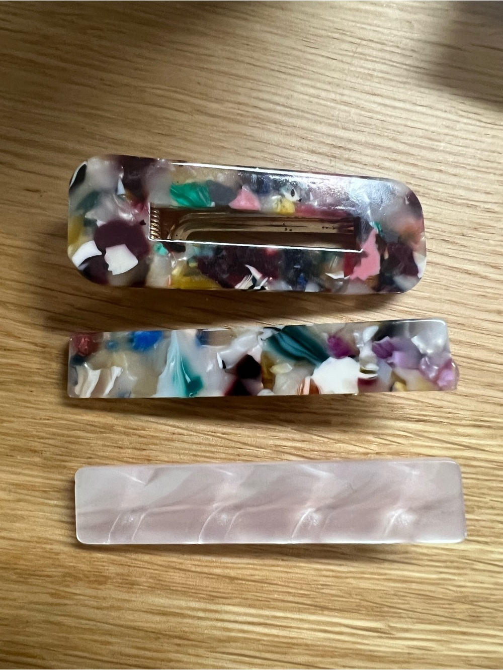 Multicolor and Blush Resin Hair Clip Set - 3 Pack